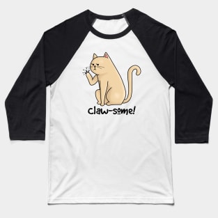 Clawsome Awesome Cat Baseball T-Shirt